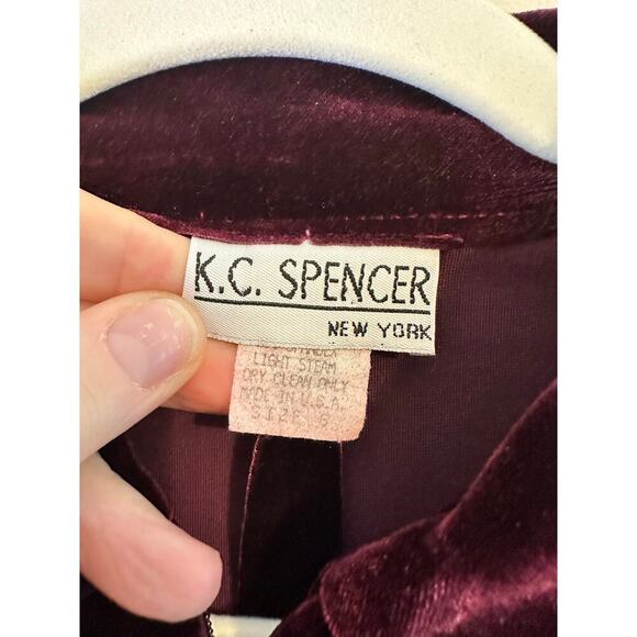 Vintage 90s Womens Dark Academia Whimsigoth Burgundy Velvet Collared Dress 6 - Picture 3 of 7